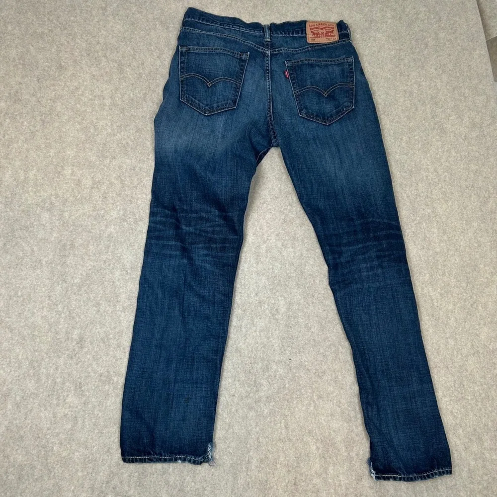 Levi's 508 Regular Taper Jeans Mens 34x32 Dark‎ Wash Blue Distressed Denim